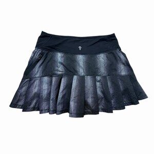 Ivivva by Lululemon Pleated Metallic Skirt Black Striped Girls Size 12